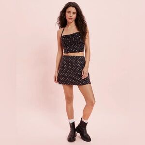 American Eagle Dark Navy Blue Mini Skirt with White‎ Daisy Print – Size S, NWT